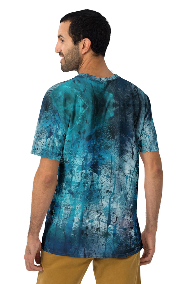 Blue Cracked Weathered All Over Print Uni-Sex T-Shirt