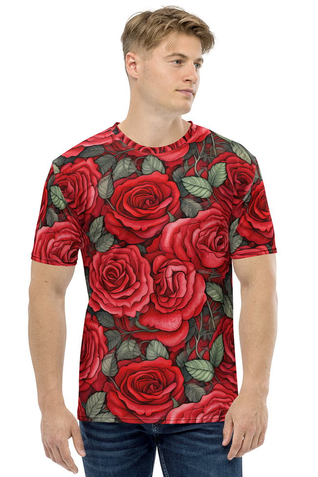 Red Roses Uni-Sex All Over Print T-Shirt