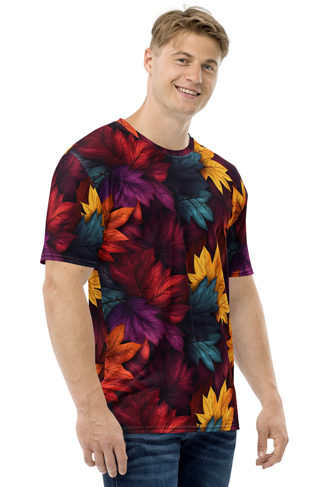Leaves Autumn Leaves All Over Print Uni-Sex T-Shirt