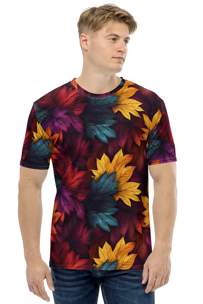 Leaves Autumn Leaves All Over Print Uni-Sex T-Shirt