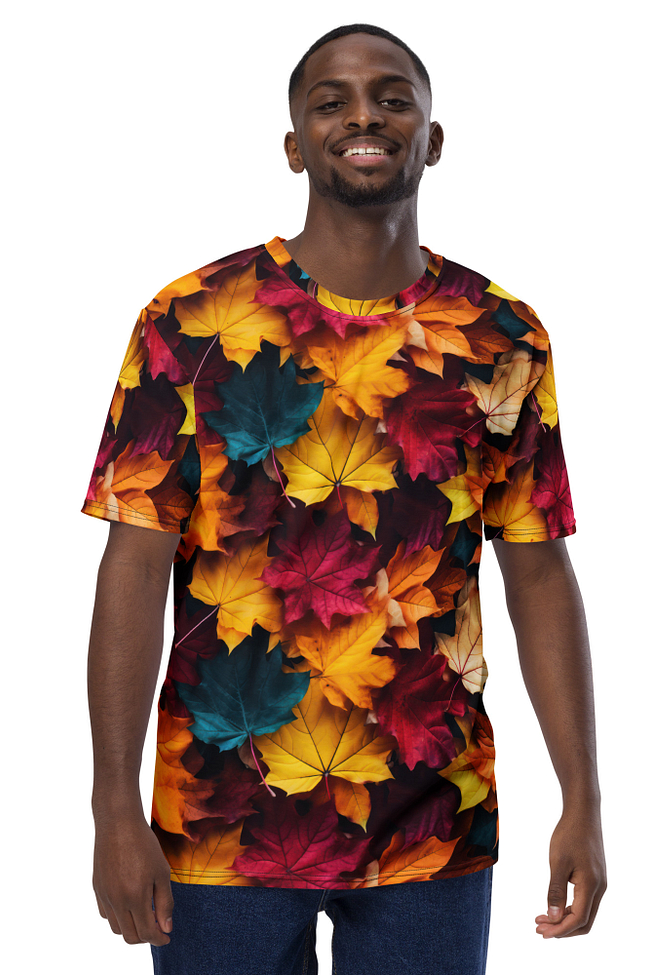 Leaves Autumn Leaves All Over Print Uni-Sex T-Shirt