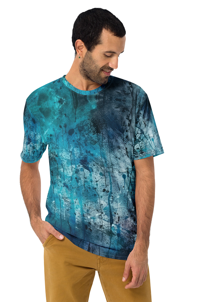 Blue Cracked Weathered All Over Print Uni-Sex T-Shirt