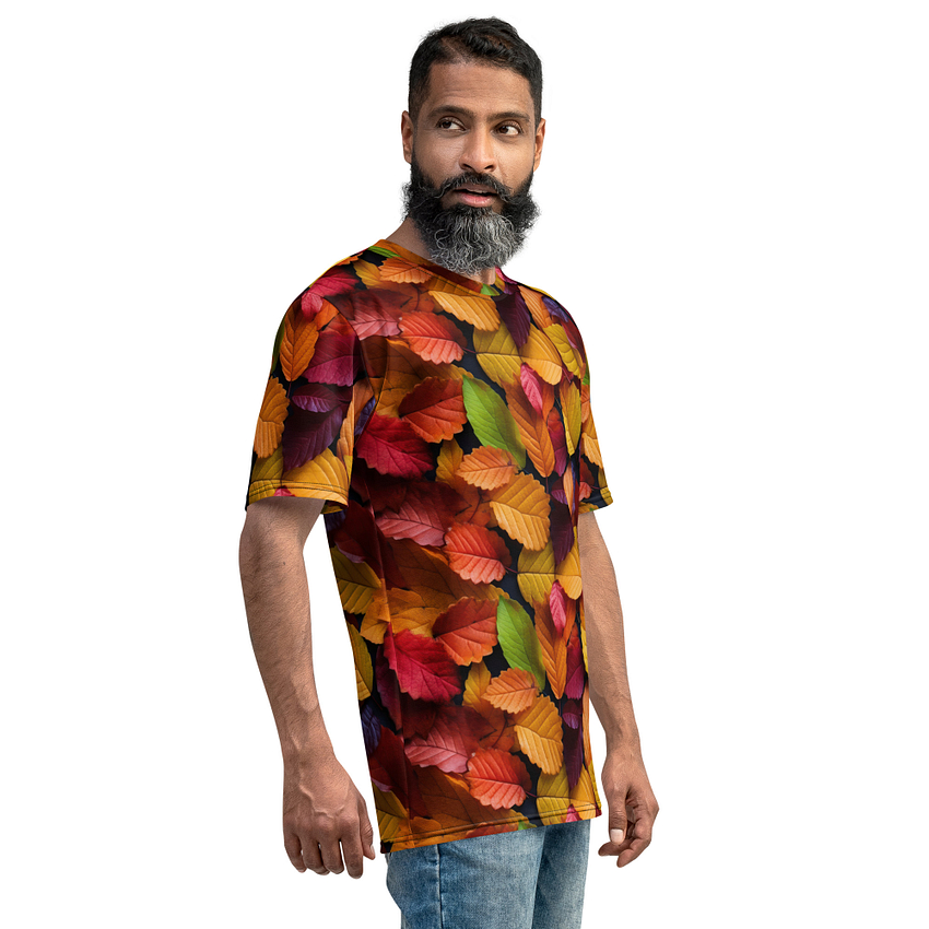 Leaves Autumn Leaves All Over Print Uni-Sex T-Shirt