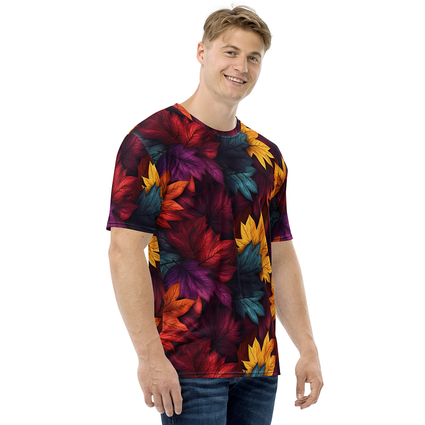Leaves Autumn Leaves All Over Print Uni-Sex T-Shirt